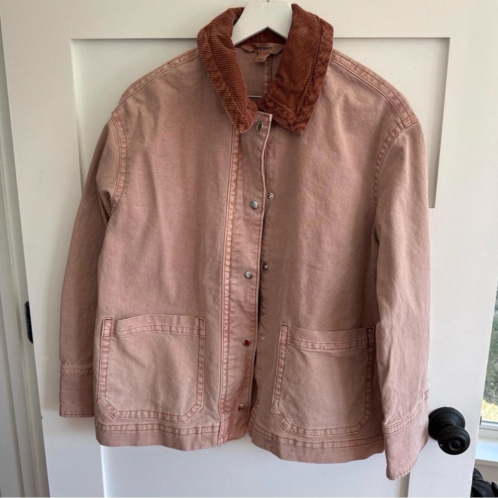 Old Navy Women's Pink Utility Jacket with Corduroy Collar